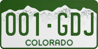 CO license plate 001GDJ