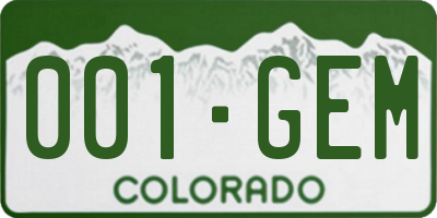 CO license plate 001GEM