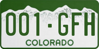 CO license plate 001GFH