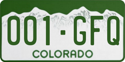 CO license plate 001GFQ