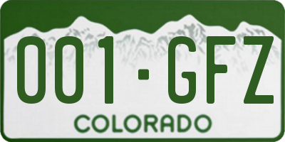 CO license plate 001GFZ