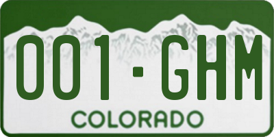 CO license plate 001GHM
