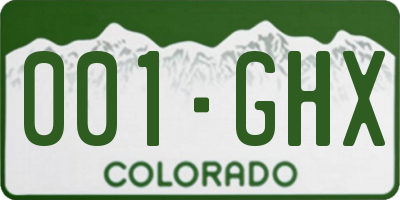 CO license plate 001GHX