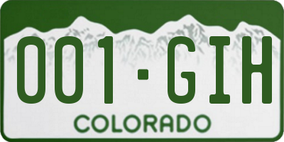 CO license plate 001GIH