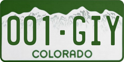 CO license plate 001GIY