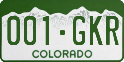 CO license plate 001GKR