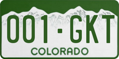 CO license plate 001GKT