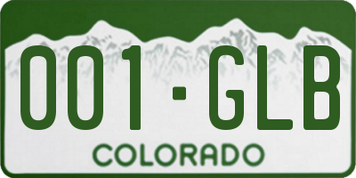 CO license plate 001GLB