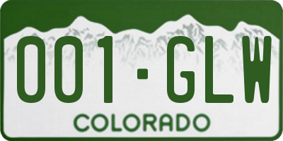 CO license plate 001GLW