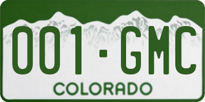 CO license plate 001GMC