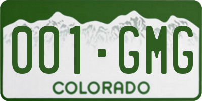 CO license plate 001GMG