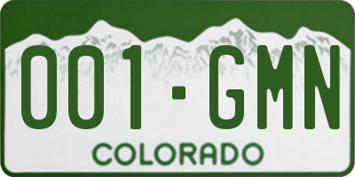 CO license plate 001GMN