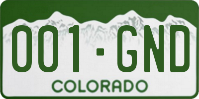 CO license plate 001GND