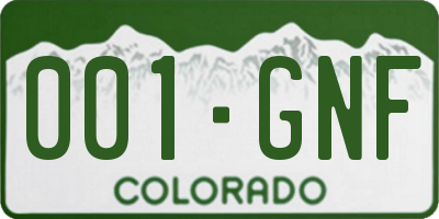 CO license plate 001GNF
