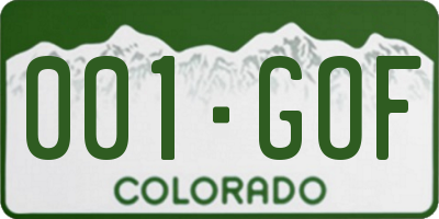 CO license plate 001GOF