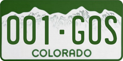 CO license plate 001GOS