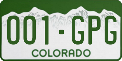 CO license plate 001GPG