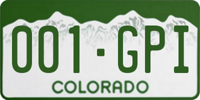 CO license plate 001GPI