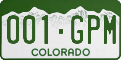 CO license plate 001GPM