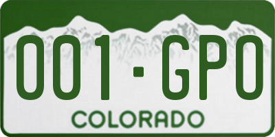 CO license plate 001GPO