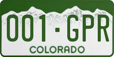 CO license plate 001GPR