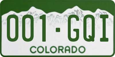 CO license plate 001GQI