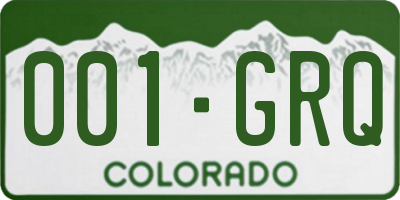 CO license plate 001GRQ