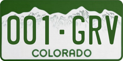 CO license plate 001GRV