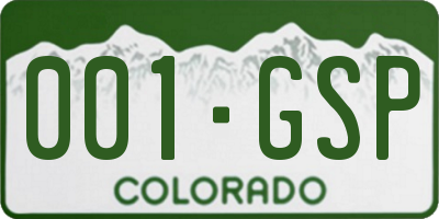 CO license plate 001GSP