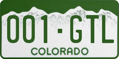 CO license plate 001GTL