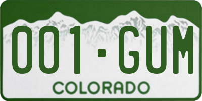 CO license plate 001GUM
