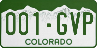 CO license plate 001GVP