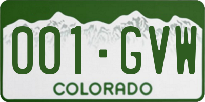 CO license plate 001GVW
