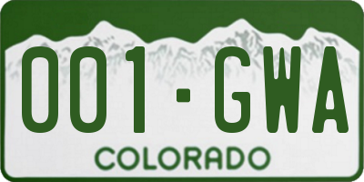 CO license plate 001GWA