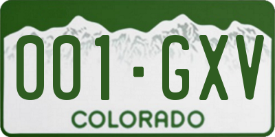 CO license plate 001GXV