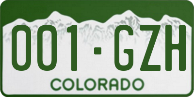 CO license plate 001GZH