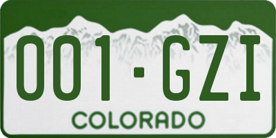CO license plate 001GZI