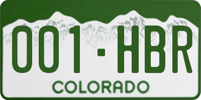 CO license plate 001HBR