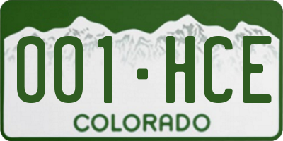 CO license plate 001HCE