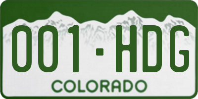 CO license plate 001HDG