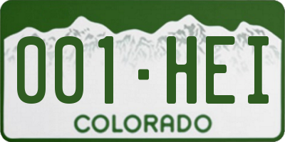 CO license plate 001HEI
