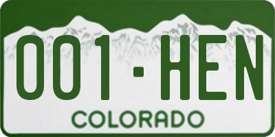 CO license plate 001HEN