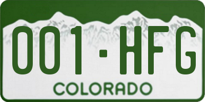 CO license plate 001HFG