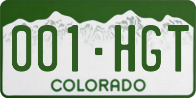 CO license plate 001HGT