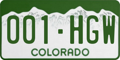 CO license plate 001HGW