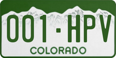 CO license plate 001HPV