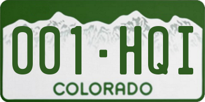 CO license plate 001HQI
