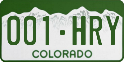 CO license plate 001HRY