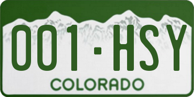 CO license plate 001HSY