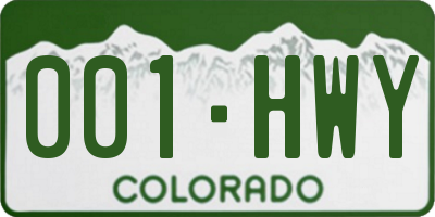 CO license plate 001HWY